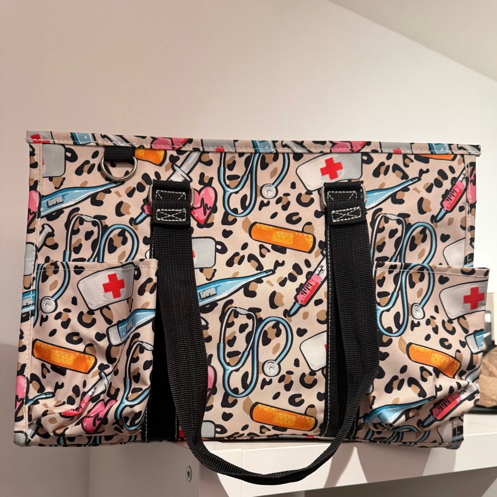 Medical Print Utility Tote Bag in Beige